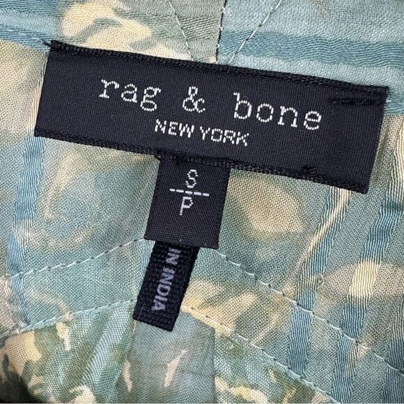 Rag & Bone Sachi Pleated Floral Print Sheer‎ Blouse Sage Green Small - Picture 13 of 16